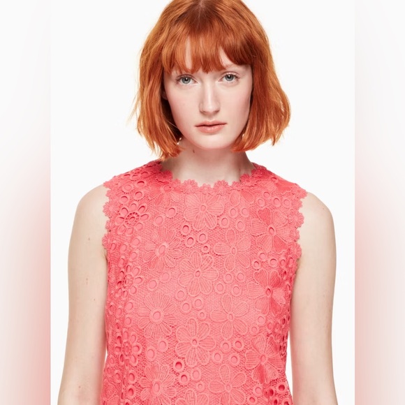 Kate Spade Shore Thing Lace Shift Dress Sleeveless Coral Peach Sherbet 8 Spring - Picture 2 of 11